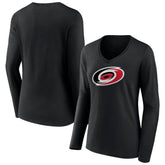 NHL Carolina Hurricanes Women's Primary Team Logo Long Sleeve V-Neck T-Shirt