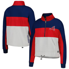 Red/Navy Atlanta Braves The Wild Collective Women's Color Block Half-Zip Jacket