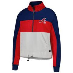 Red/Navy Atlanta Braves The Wild Collective Women's Color Block Half-Zip Jacket