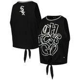 Black Chicago White Sox The Wild Collective Women's Twisted Tie Front Tank Top