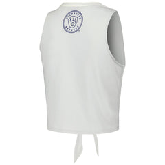 White Milwaukee Brewers The Wild Collective Women's Twisted Tie Front Tank Top
