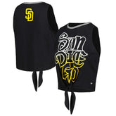 Black San Diego Padres The Wild Collective Women's Twisted Tie Front Tank Top