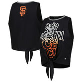 Black San Francisco Giants The Wild Collective Women's Twisted Tie Front Tank Top