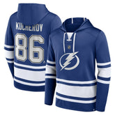 NHL Nikita Kucherov Tampa Bay Lightning Fanatics Name & Number Lace-Up Pullover Hoodie