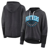 Women's Lightewight Modest Crop Lounge Helmet Arch Pullover Hoodie - Carolina Panthers Hoodies