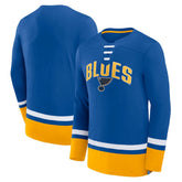 NHL St. Louis Blues Fanatics Back Pass Lace-Up Long Sleeve T-Shirt