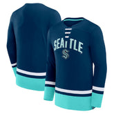 NHL Seattle Kraken Fanatics Back Pass Lace-Up Long Sleeve T-Shirt