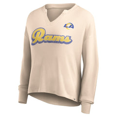 Women's Go For It Notch Neck Waffle Knit Lightweight Long Sleeve T-Shirt - Los Angeles Rams T-shirts
