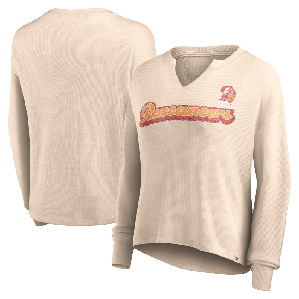 Women's Go For It Notch Neck Waffle Knit Lightweight Long Sleeve T-Shirt - Tampa Bay Buccaneers T-shirts