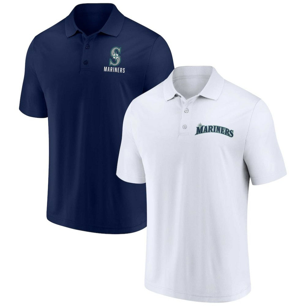 Navy/White Seattle Mariners Fanatics Two-Pack Logo Lockup Polo Set