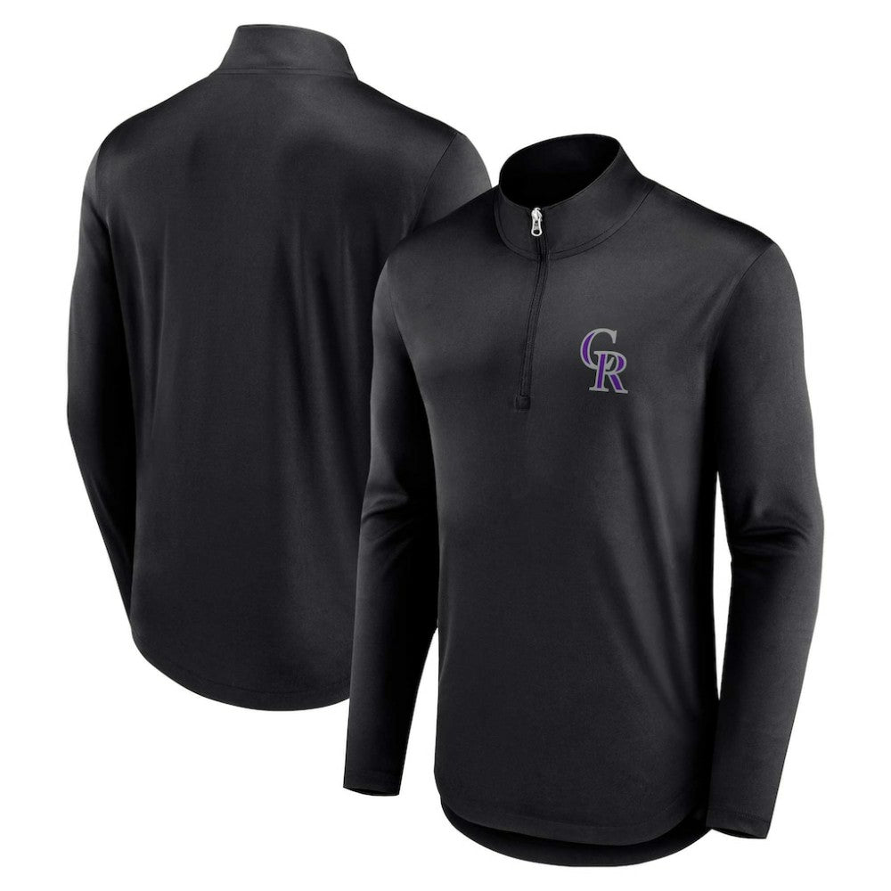 Black Colorado Rockies Fanatics Quarterback Quarter-Zip Top