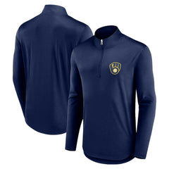 Navy Milwaukee Brewers Fanatics Quarterback Quarter-Zip Top