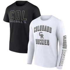 Black/White Colorado Rockies Fanatics Two-Pack Combo T-Shirt Set
