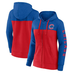 Royal/Red Chicago Cubs Fanatics Women's City Ties Hoodie Full-Zip Sweatshirt