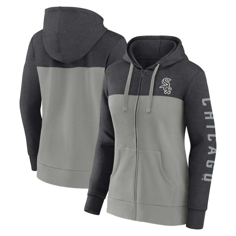 Heather Charcoal/Gray Chicago White Sox Fanatics Women's City Ties Hoodie Full-Zip Sweatshirt