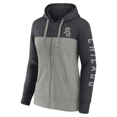 Heather Charcoal/Gray Chicago White Sox Fanatics Women's City Ties Hoodie Full-Zip Sweatshirt