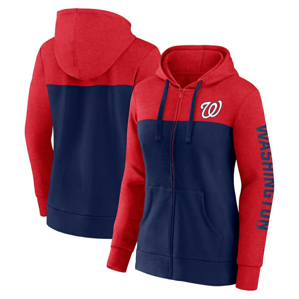Red/Navy Washington Nationals Fanatics Women's City Ties Hoodie Full-Zip Sweatshirt