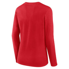 Red Washington Nationals Fanatics Women's Run The Bases Long Sleeve T-Shirt & Cuffed Knit Hat with Pom Combo Set