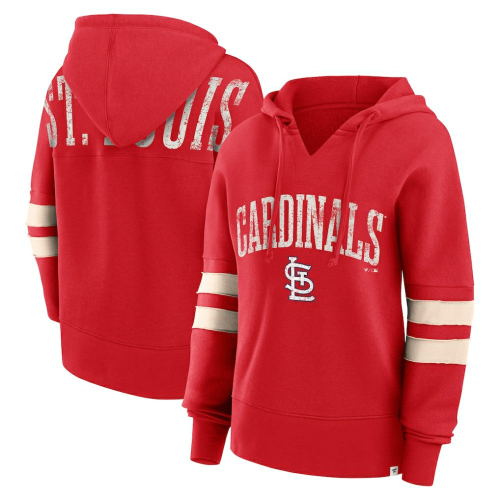 Red St. Louis Cardinals Fanatics Women's Bold Move Notch Neck High Hip Hoodie