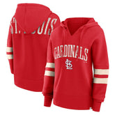 Red St. Louis Cardinals Fanatics Women's Bold Move Notch Neck High Hip Hoodie