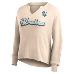 NHL Seattle Kraken Fanatics Women's Go For It Notch Neck Waffle Knit Long Sleeve T-Shirt