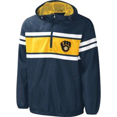 Navy Milwaukee Brewers G-III Sports by Carl Banks Game Score Quarter-Zip Windbreaker