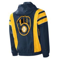 Navy Milwaukee Brewers Starter Impact Hoodie Half-Zip Jacket