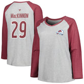 NHL Nathan MacKinnon Colorado Avalanche Fanatics Women's Plus Size Name & Number Raglan Long Sleeve T-Shirt