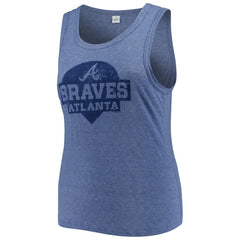 Navy Atlanta Braves Soft as a Grape Women's Plus Size High Neck Tri-Blend Tank Top