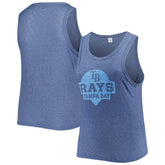 Navy Tampa Bay Rays Soft as a Grape Women's Plus Size High Neck Tri-Blend Tank Top