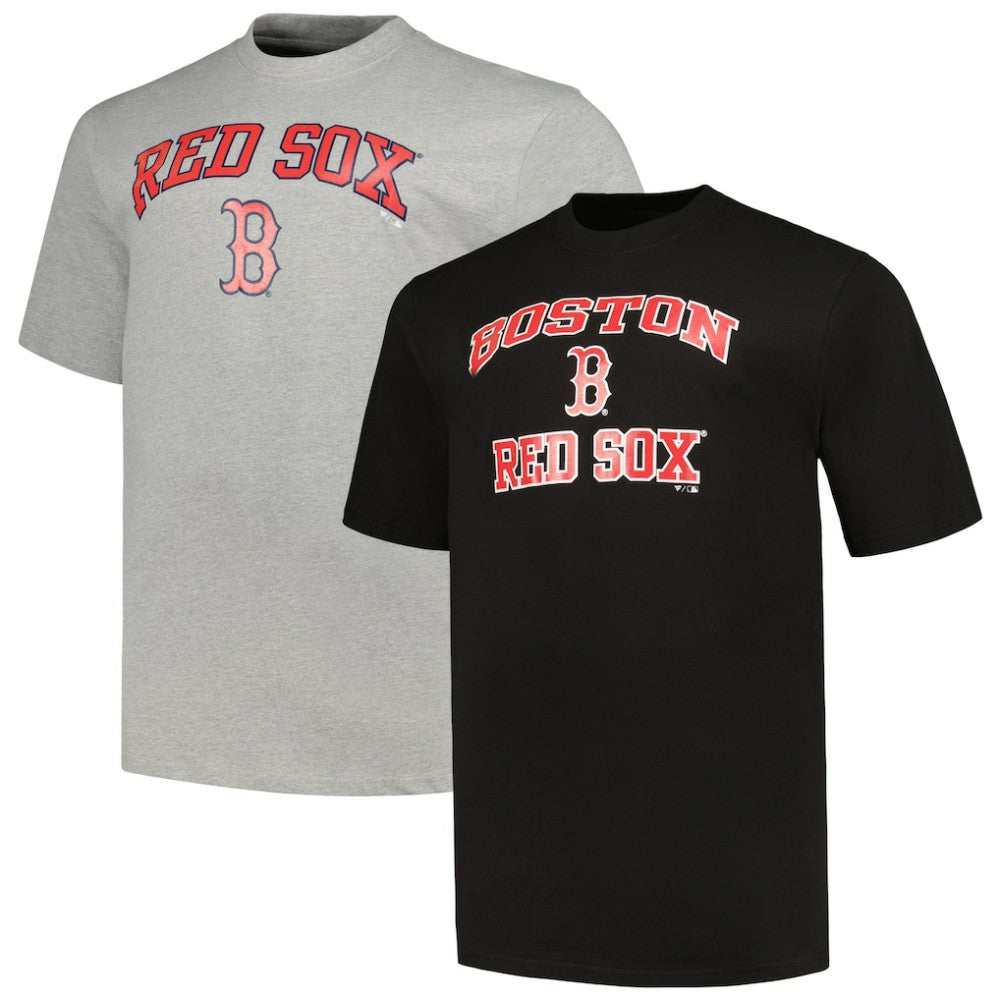 Black/Heather Gray Boston Red Sox Profile Big & Tall T-Shirt Combo Pack