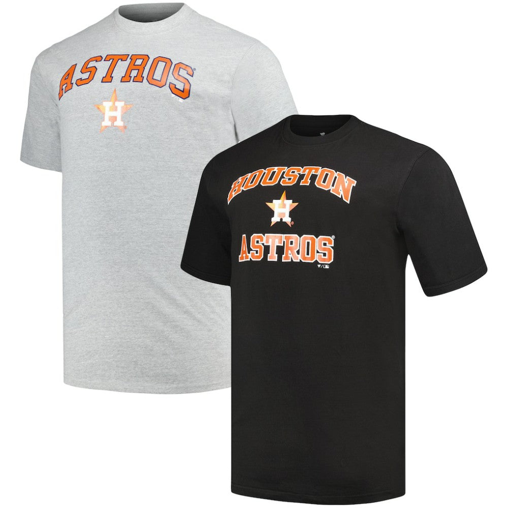 Black/Heather Gray Houston Astros Profile Big & Tall T-Shirt Combo Pack