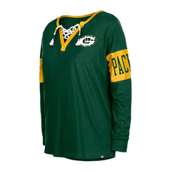 Women's Lace-Up Notch Neck Long Sleeve T-Shirt - Green Bay Packers T-shirts