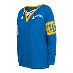 Women's Lace-Up Notch Neck Long Sleeve T-Shirt - Los Angeles Chargers T-shirts