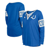 Women's Lace-Up Notch Neck Long Sleeve T-Shirt - Indianapolis Colts T-shirts