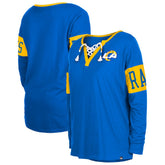 Women's Lace-Up Notch Neck Long Sleeve T-Shirt - Los Angeles Rams T-shirts