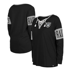 Women's Lace-Up Notch Neck Long Sleeve T-Shirt - Las Vegas Raiders T-shirts