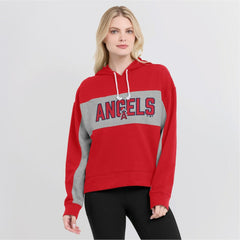 Red Los Angeles Angels Fanatics Women's Filled Stat Sheet Pullover Hoodie