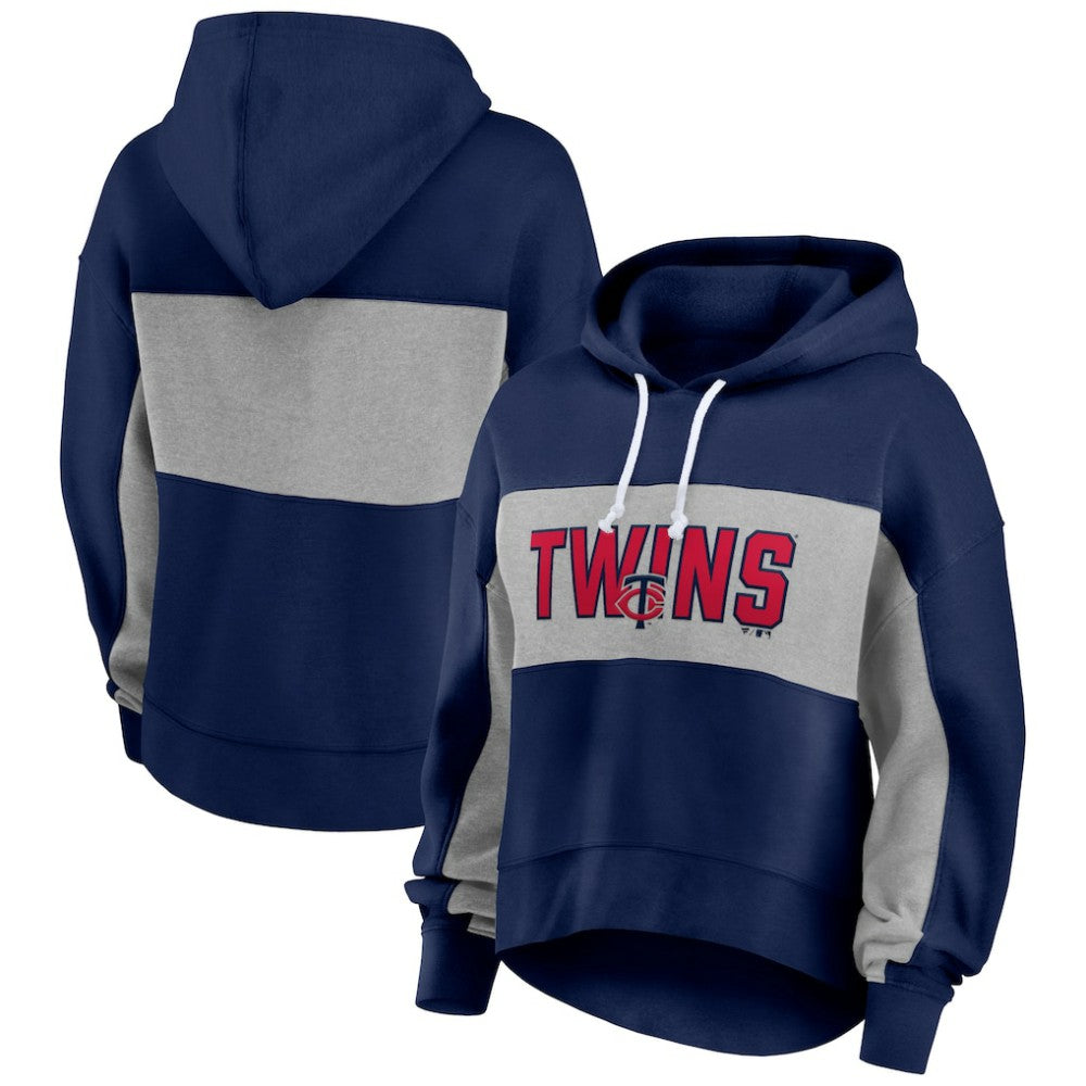 Navy Minnesota Twins Fanatics Women's Filled Stat Sheet Pullover Hoodie