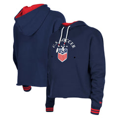 USWNT 5th & Ocean by New Era Women's Athleisure Cropped Fleece Pullover Hoodie