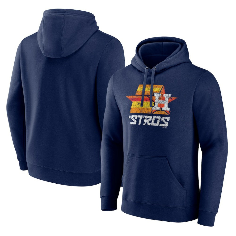 Navy Houston Astros Team Throwback Stros Pullover Hoodie