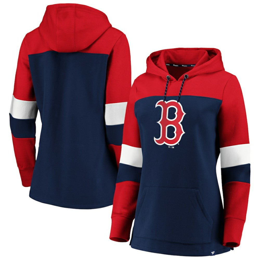 Navy Boston Red Sox Women's Plus Size Colorblock Pullover Hoodie