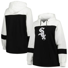 Black Chicago White Sox Women's Plus Size Colorblock Pullover Hoodie