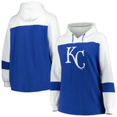 Royal Kansas City Royals Women's Plus Size Colorblock Pullover Hoodie