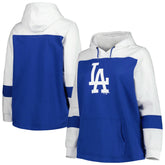 Royal Los Angeles Dodgers Women's Plus Size Colorblock Pullover Hoodie