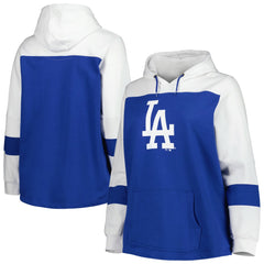 Royal Los Angeles Dodgers Women's Plus Size Colorblock Pullover Hoodie