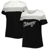 Black/Heather Gray Chicago White Sox Women's Plus Size Colorblock T-Shirt