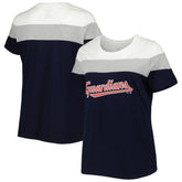 Navy/Heather Gray Cleveland Guardians Women's Plus Size Colorblock T-Shirt