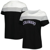White/Black Colorado Rockies Women's Plus Size Colorblock T-Shirt