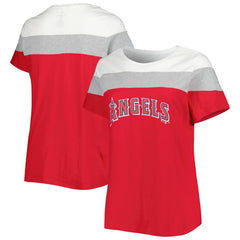 White/Red Los Angeles Angels Women's Plus Size Colorblock T-Shirt